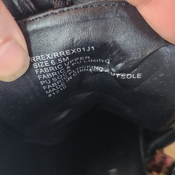 Madden Girl Size 6.5 Floral Velvet Lace-Up Boots Black Velvet Like Material - Picture 3 of 6